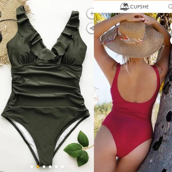 cupshe olive green one piece